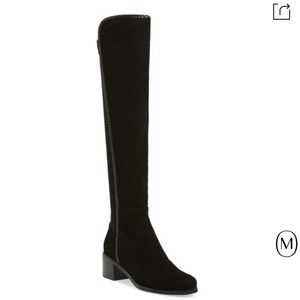 AQUADIVA Florence Waterproof Over The Knee Tall Boots Black Leather Suede